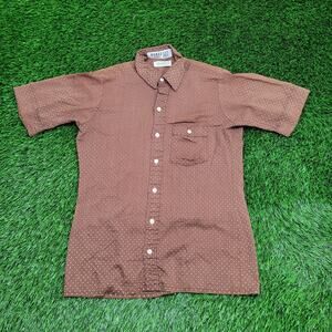 Vintage 90s Polka-Dot Disco Button Shirt Medium 18x27 Brown